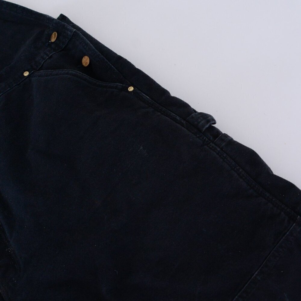Vintage 80s Carhartt Black Distressed Red Quilt Lined Double Knee Overalls 44x30 - Picture 10 of 16